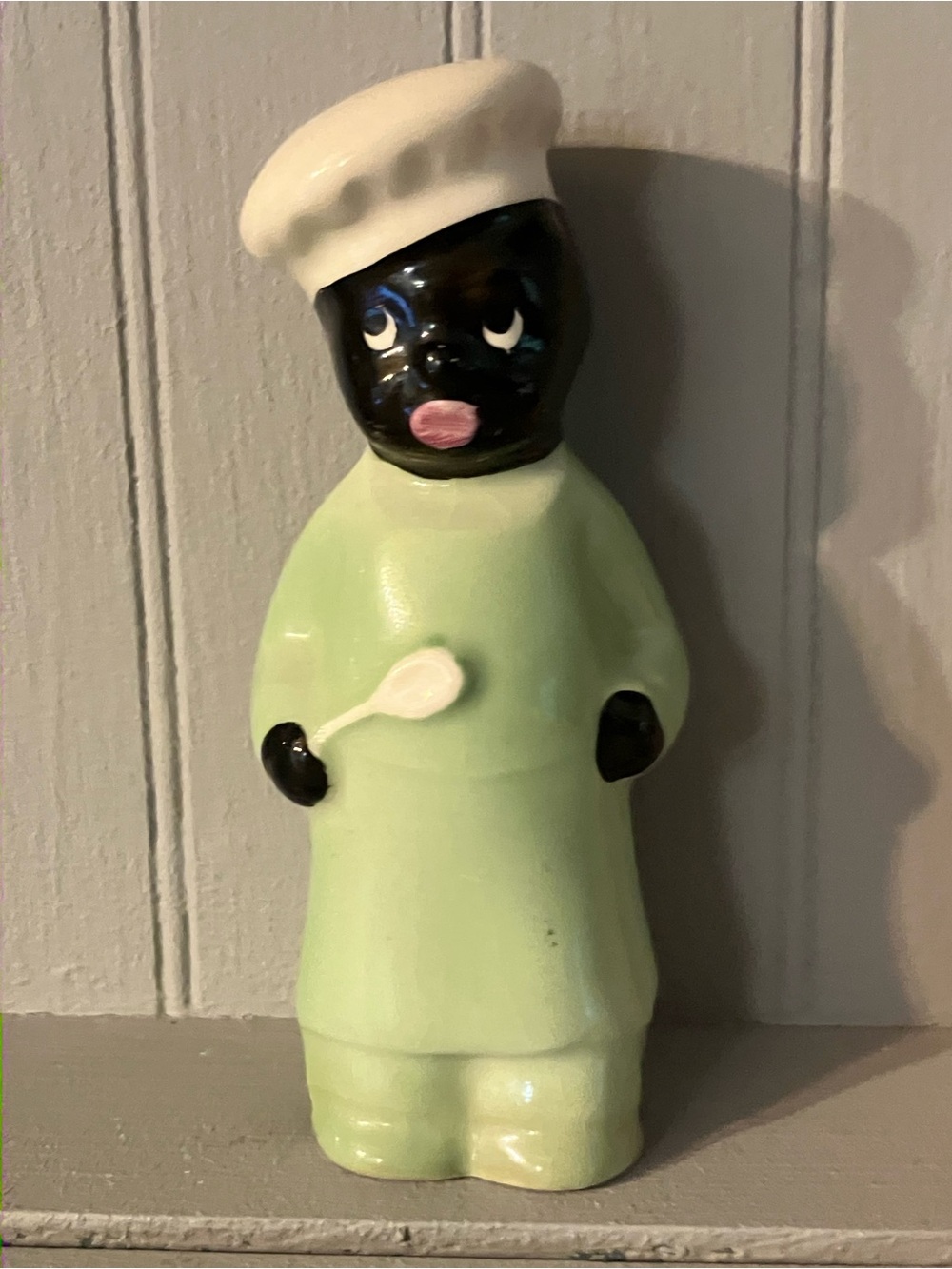 Vintage Aunt Jemima Black Americana Green Pie Bird. Wonderful Condition. 4” Tall